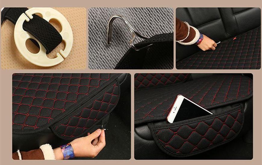 Бежеві універсальні накидки на передні та задні сидіння авто авточохли матеріал Льон id175 фото